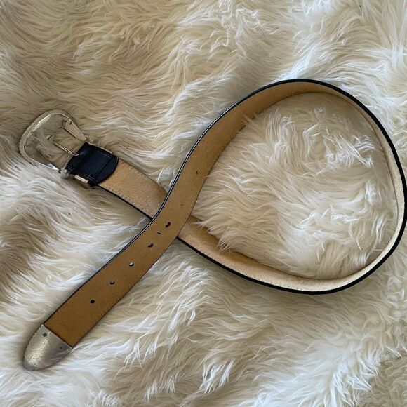 Black leather western belt - Picture 3 of 4